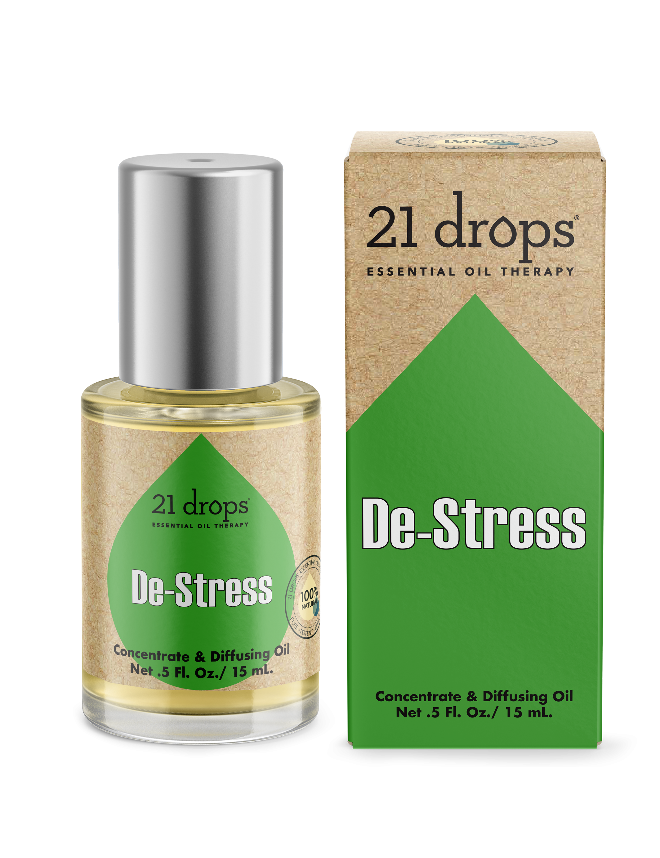 21 drops De-Stress essential oil aromatherapy concentrate and diffusing oil