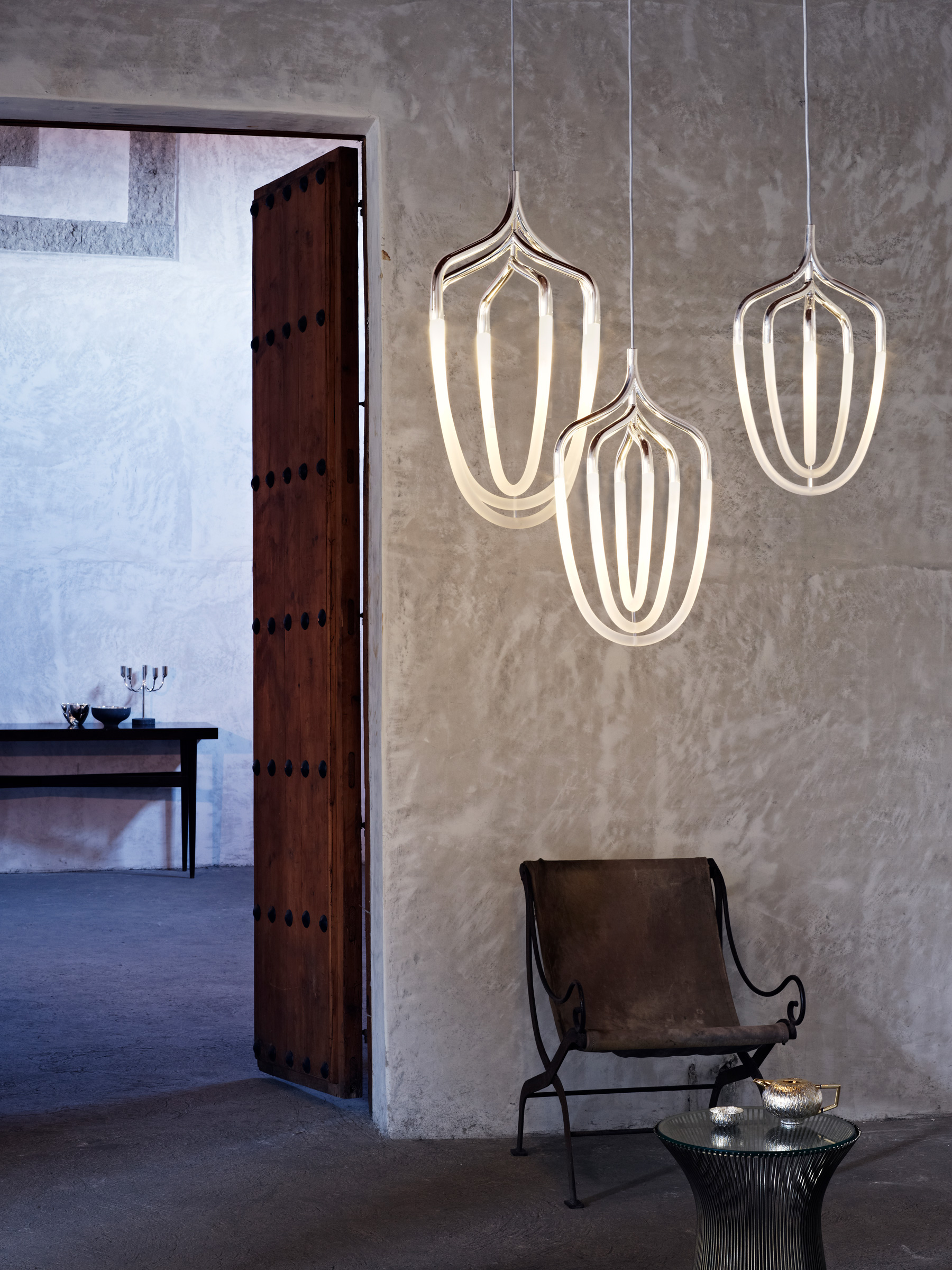 Silver Hadron Light designed by Bodo Sperlein.
