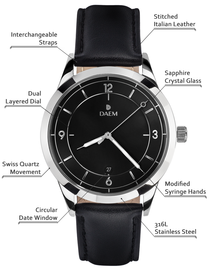 DAEM Sterling Black Leather detailed specifications
