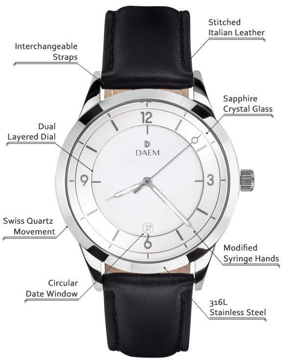 DAEM Slate Black Italian leather detailed specifications