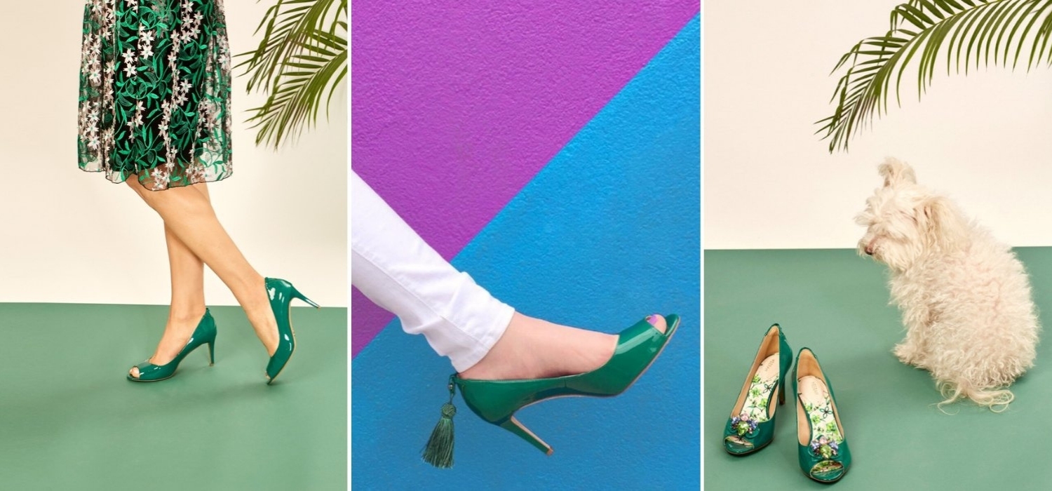 The Emerald Green Florence Mid Heel by VEERAH is vegan and cruelty-free