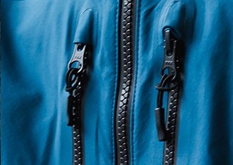 Ykk Aquaguard Zippers, closeup detail. Waterproof vislon zipper