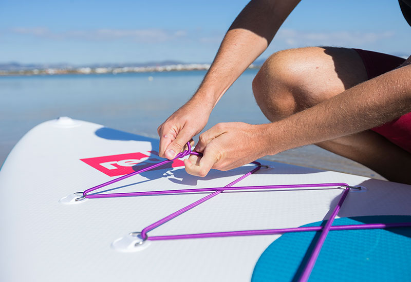 tying off the Red Original Purple Cargo Bungee