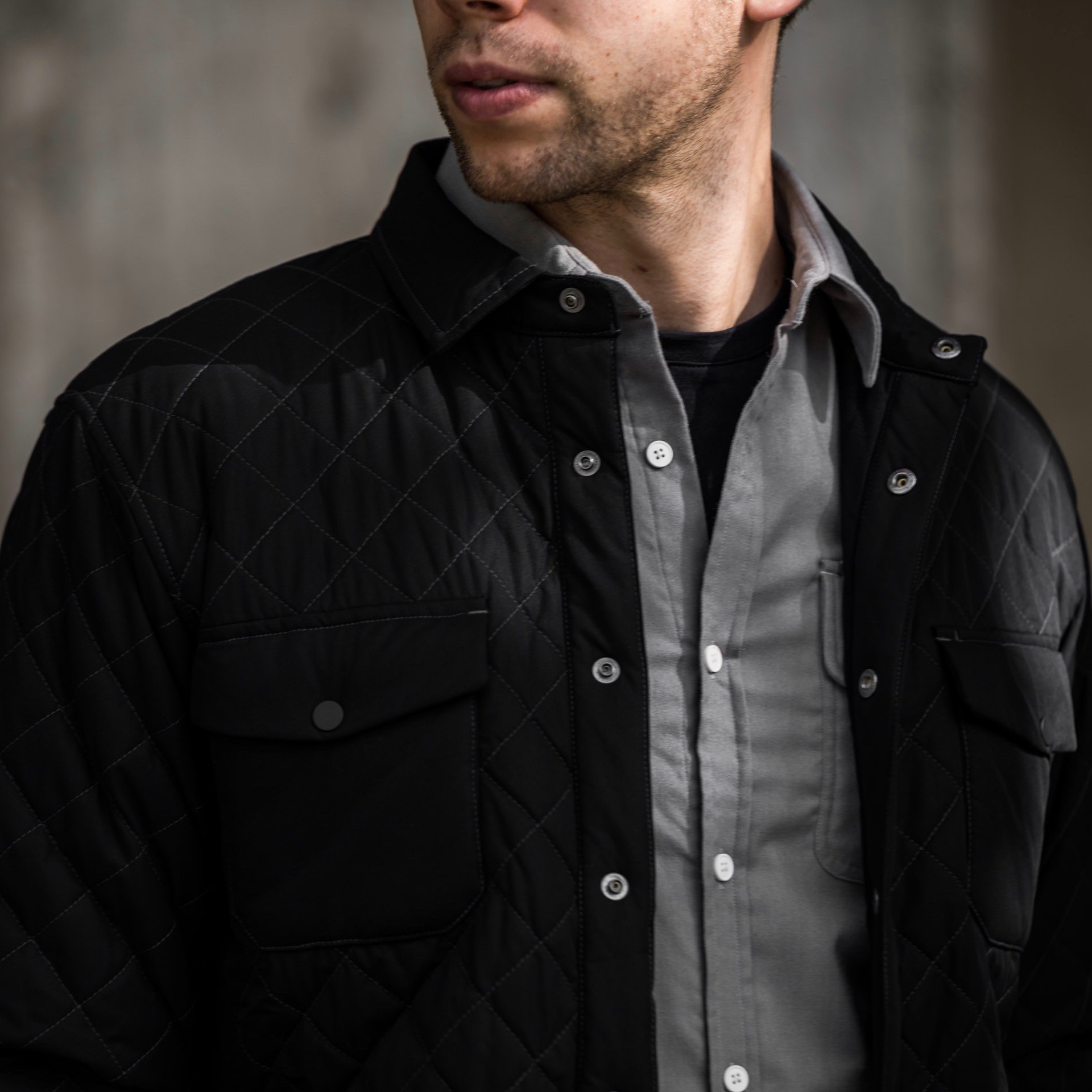 Mens Clothing Black AirLoft Quilted Jacket Western Rise Western Rise